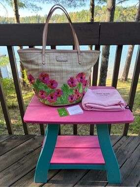 Kate Spade New York Small Coal Boscobel Natural/Multi “Call Your Mom” Tote Bag